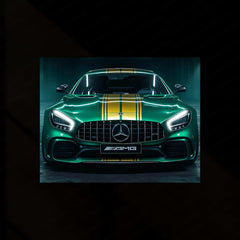 Mercedes Racing Neon LED Metal Poster â High-Performance Motorsport Wall Art