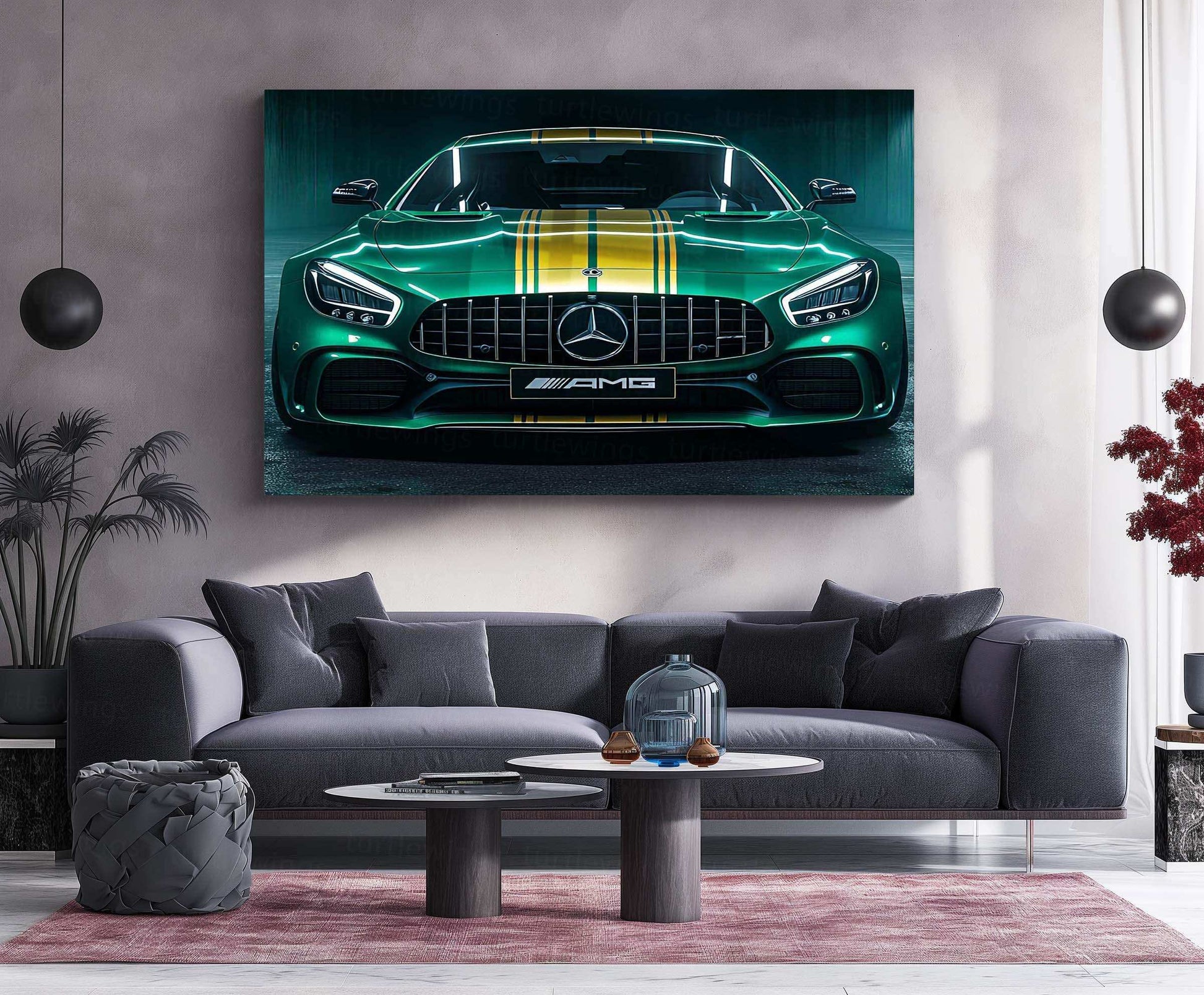 Mercedes Racing Neon LED Metal Poster â High-Performance Motorsport Wall Art - TURTLEWINGS 