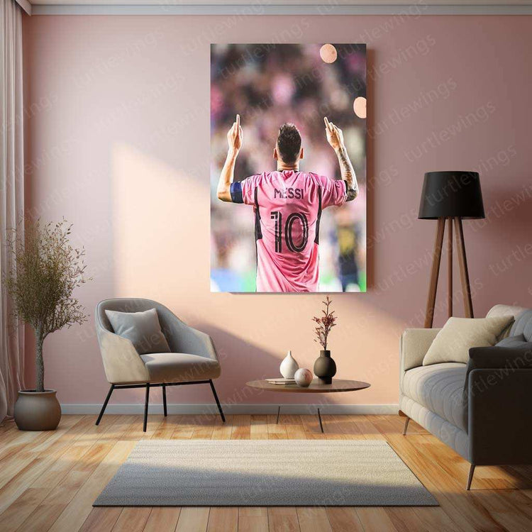 Lionel Messi Metal Poster | Football Legend Portrait | GOAT Wall Art - TURTLEWINGS 