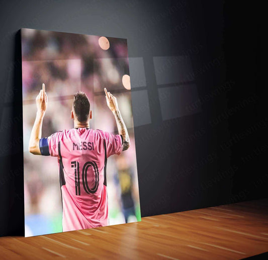 Lionel Messi Metal Poster | Football Legend Portrait | GOAT Wall Art - TURTLEWINGS 