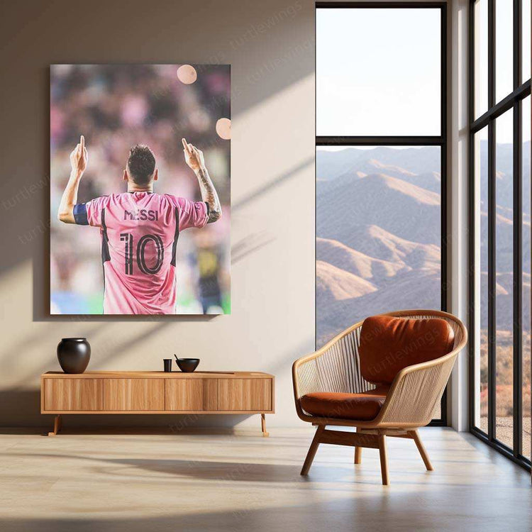 Lionel Messi Metal Poster | Football Legend Portrait | GOAT Wall Art - TURTLEWINGS 