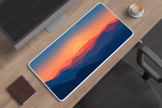 Mountains Sunset Minimalist Deskmat | Tranquil Nature Art