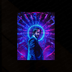 Movie Poster of John Wick Neon LED Metal Frame