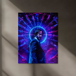 Movie Poster of John Wick Neon LED Metal Frame - TURTLEWINGS 