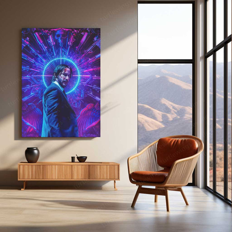 Title: Movie Poster of John Wick Neon LED Metal Frame