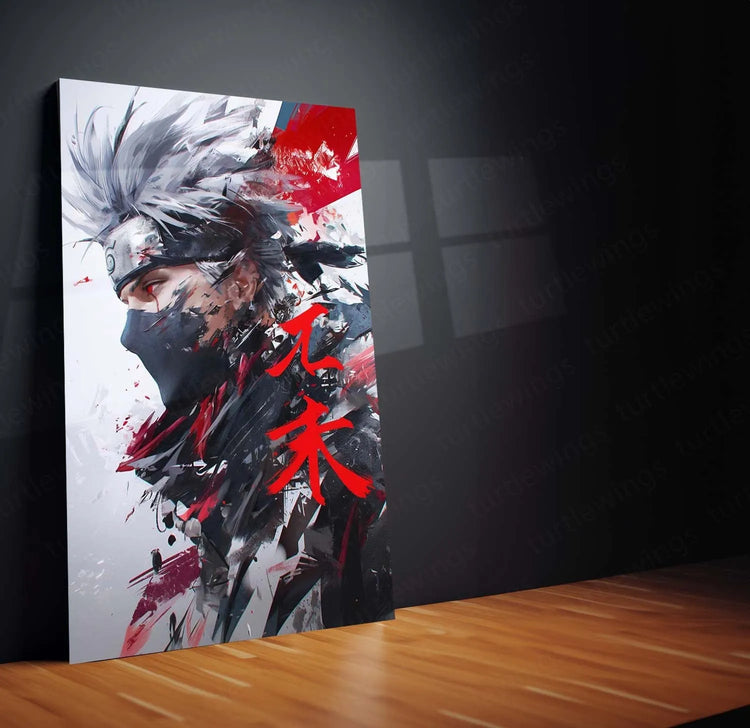 Kakashi Hatake Metal Poster | Naruto Anime Wall Art | Sharingan & Lightning Blade Decor - TURTLEWINGS 