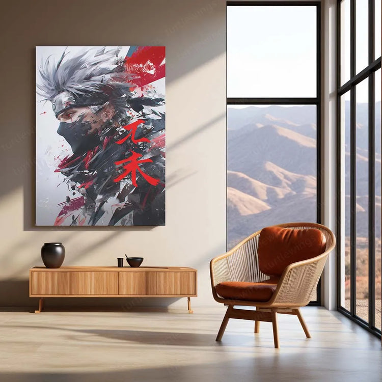 Kakashi Hatake Metal Poster | Naruto Anime Wall Art | Sharingan & Lightning Blade Decor - TURTLEWINGS 