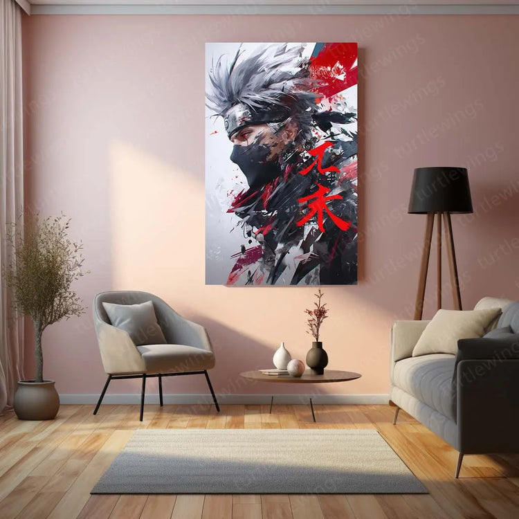 Kakashi Hatake Metal Poster | Naruto Anime Wall Art | Sharingan & Lightning Blade Decor - TURTLEWINGS 