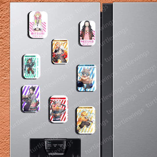 thedemon Slayer Characters HD Metal Fridge Magnet Set (8 pcs) | Turtlewings Exclusive