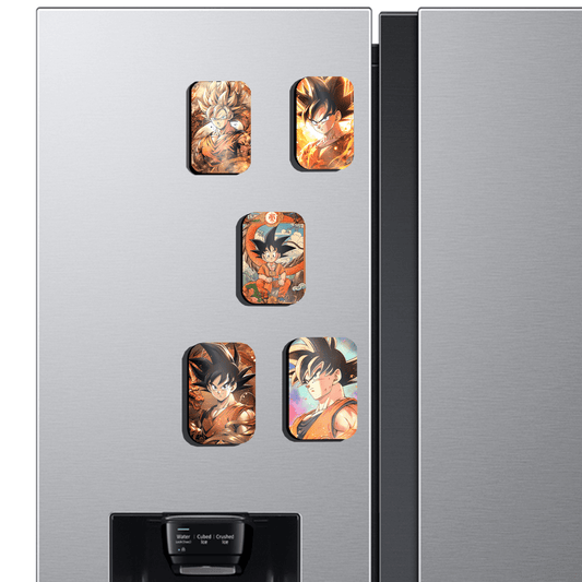 Goku DBZ Collection: Set of 5 Fridge Magnets | Cool Saiyan Styles | HD Metal | Turtlewings