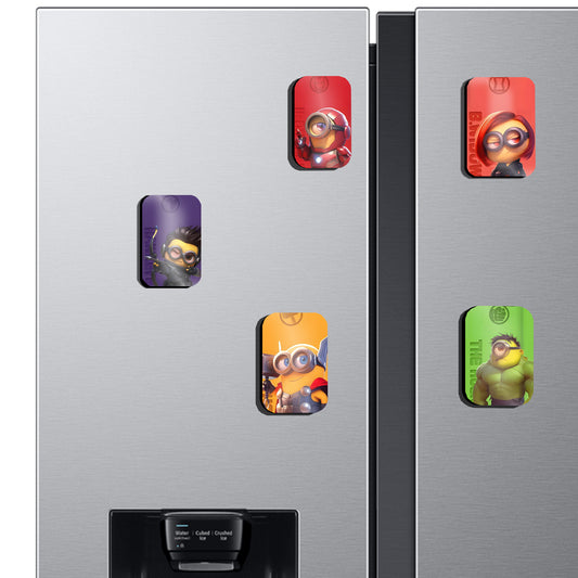 Minions x Avengers Fridge Magnet Set | Set of 5: Iron Man, Hulk, Wonder Woman, Hawkeye, Thor