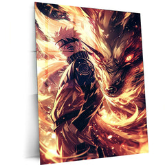 Naruto x Kurama Metal Poster – Legendary Tailed Beast & Ninja Duo | Naruto Anime Wall Art