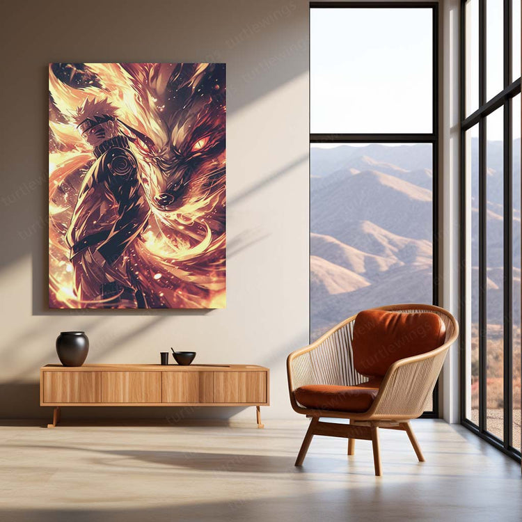 Naruto x Kurama Metal Poster | Dynamic Anime Duo | HD Print