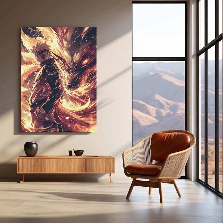 Naruto x Kurama Metal Poster – Legendary Tailed Beast & Ninja Duo | Naruto Anime Wall Art - TURTLEWINGS 