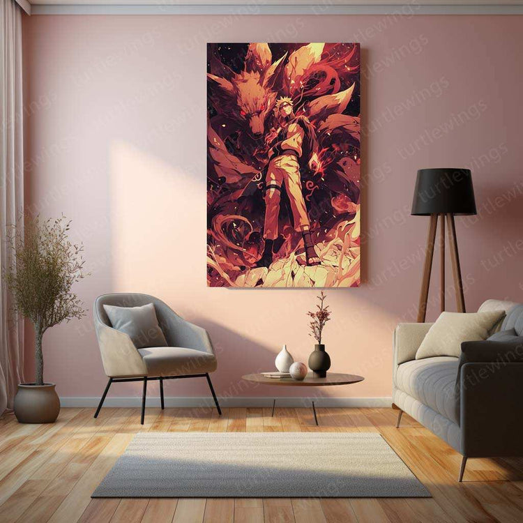 Naruto x Kurama Metal Poster – Legendary Tailed Beast & Ninja Duo | Naruto Anime Wall Art 2