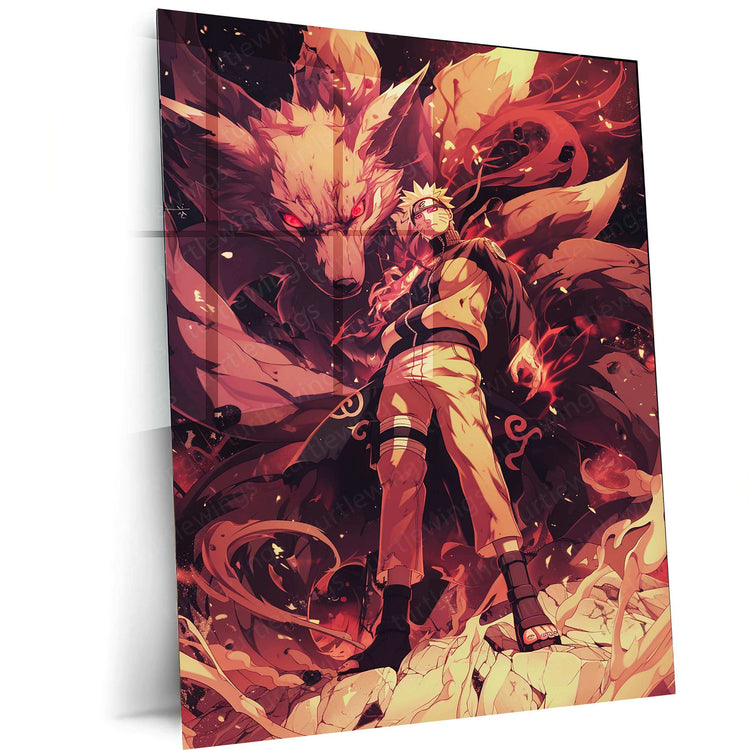 Naruto x Kurama Metal Poster – Legendary Tailed Beast & Ninja Duo | Naruto Anime Wall Art 2