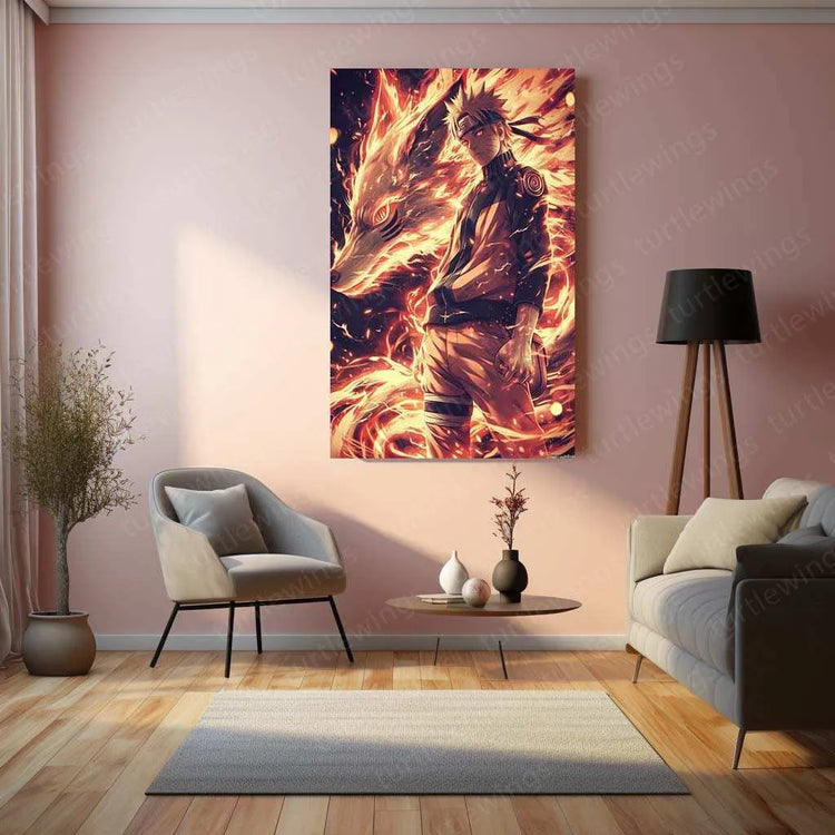 Naruto x Kurama Metal Poster – Legendary Tailed Beast & Ninja Duo | Naruto Anime Wall Art 3 - TURTLEWINGS 