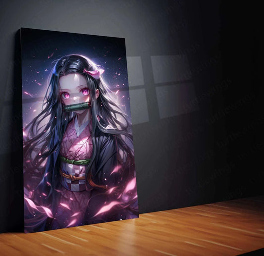 Nezuko Kamado Metal Poster – Demon Slayer’s Fiery Protector | Stunning Nezuko Anime Wall Art - TURTLEWINGS 