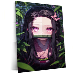 Nezuko Kamado Metal Poster – Demon Slayer’s Fiery Protector | Stunning Nezuko Anime Wall Art 4