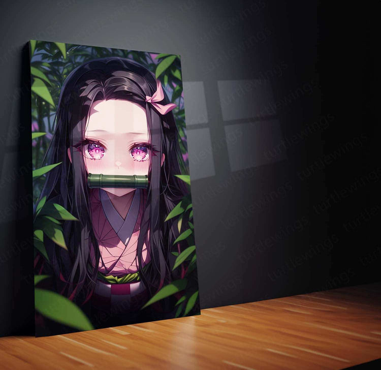 Nezuko Kamado Metal Poster – Demon Slayer’s Fiery Protector | Stunning Nezuko Anime Wall Art 4 - TURTLEWINGS 