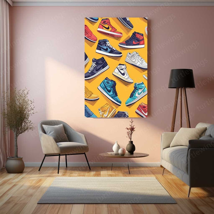 Sneakerhead Dreams: Nike Shoes Pattern Metal Poster | Turtlewings Fashion Series