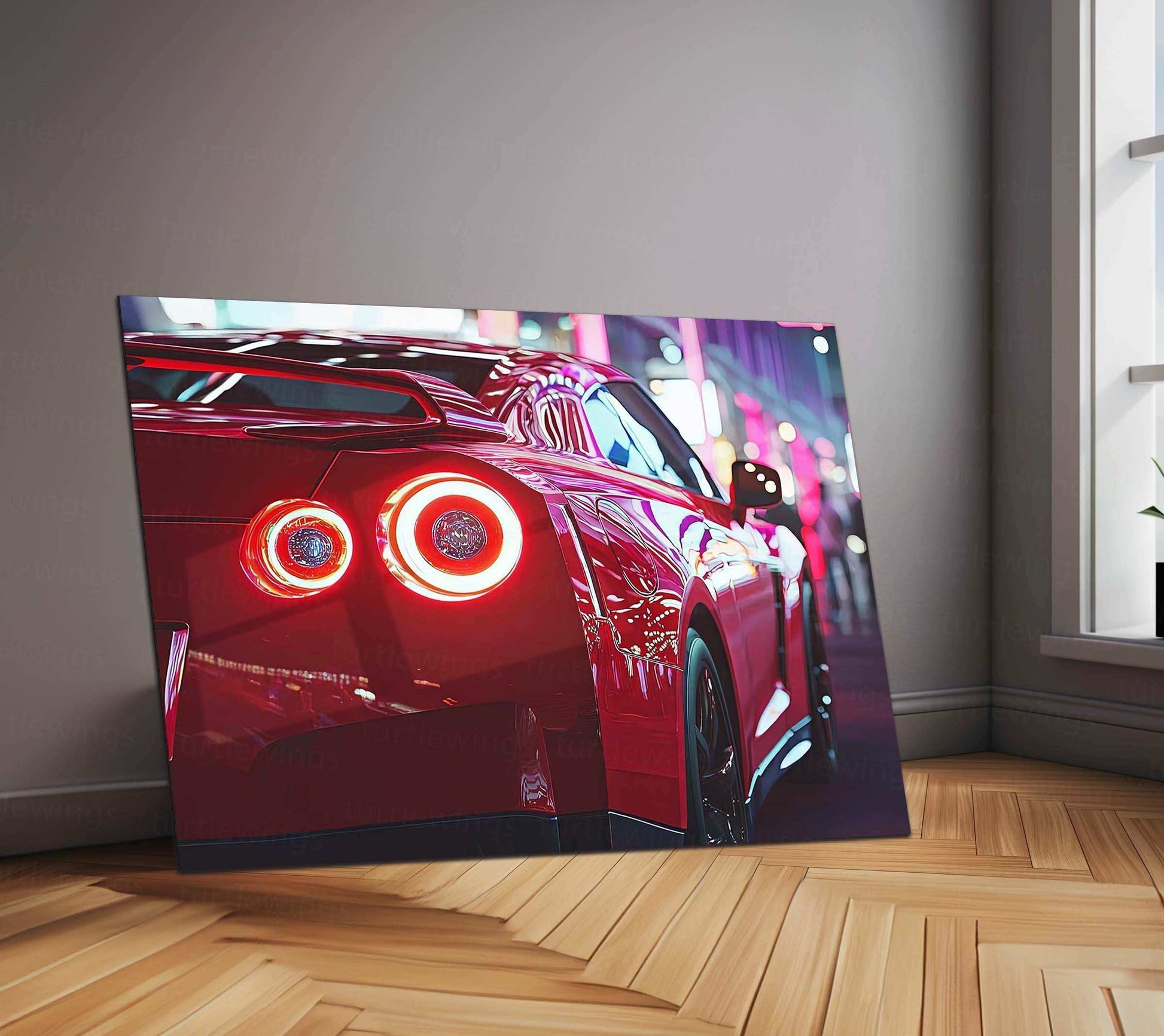 Nissan R35 GTR Neon LED Metal Frame â Ultimate Sports Car Wall Art 2 - TURTLEWINGS 