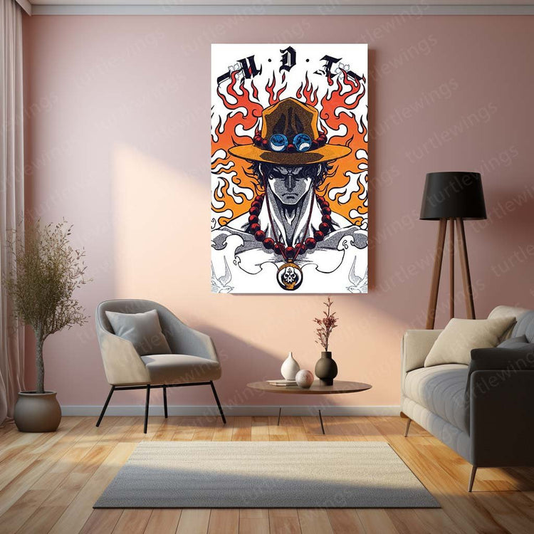 Portgas D. Ace Metal Poster | One Piece Anime Wall Art | HD Print