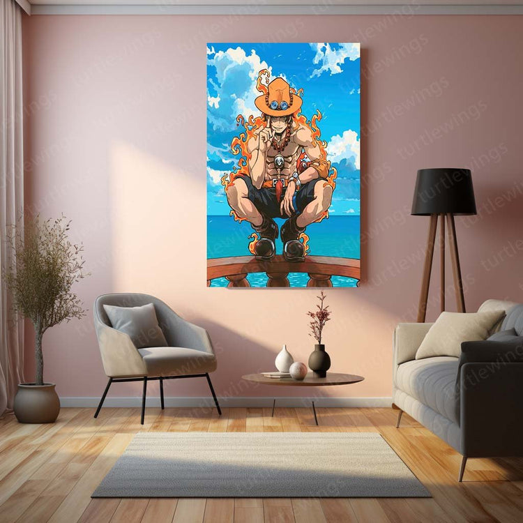 Portgas D. Ace Metal Poster | One Piece Anime Wall Art | HD Print 2