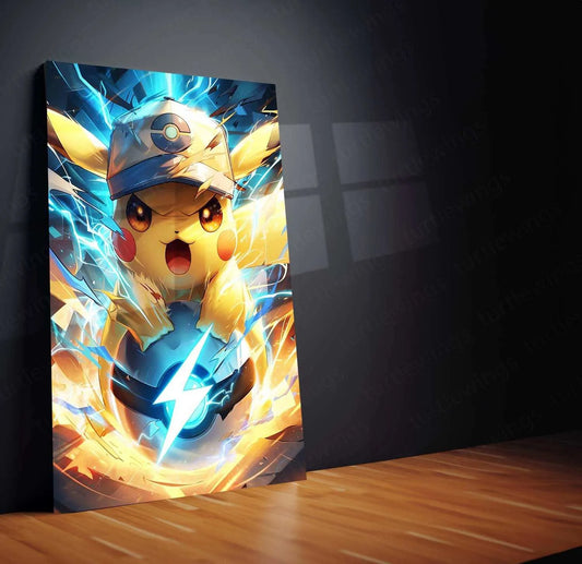 Pikachu Metal Poster – Iconic Electric Pokémon | Cute Pikachu Anime Wall Art - TURTLEWINGS 