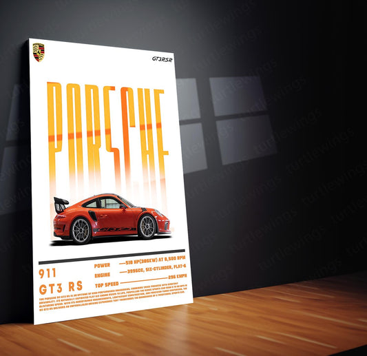 Porsche 911 Iconic Metal Poster | Luxury Auto Art | Turtlewings