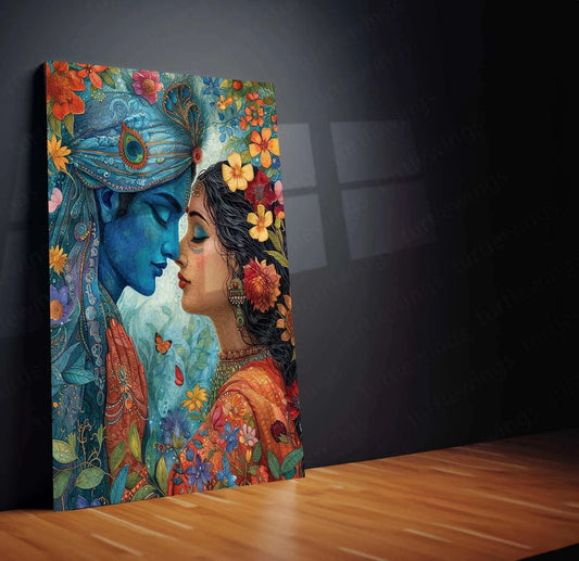 Radha Krishna Metal Poster – Divine Love in CGI | Sacred Radha Krishna Wall Art - TURTLEWINGS 