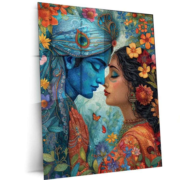 Radha-Krishna Metal Poster | Divine Love Art | HD Print 2