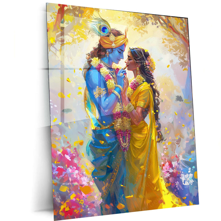 Radha-Krishna Metal Poster | Divine Love Art | HD Print