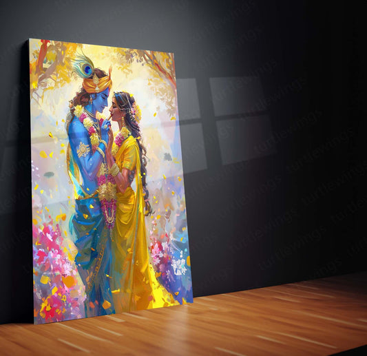 Radha-Krishna Metal Poster | Divine Love Art | HD Print