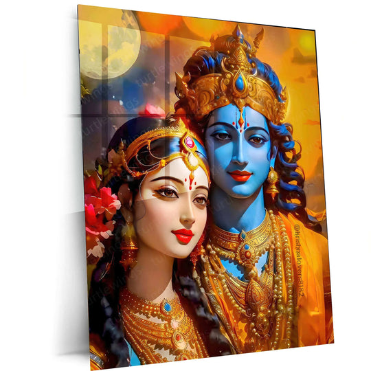 Radha Krishna Metal Poster | Divine Love Wall Art | Spiritual & Aesthetic Decor - TURTLEWINGS 