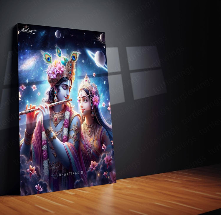 Radha Krishna Eternal Love Metal Poster | Divine Art | Turtlewings Spirituality