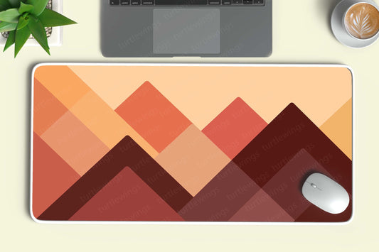 Red Mountains Abstract Deskmat | Bold Geometric Landscape Design