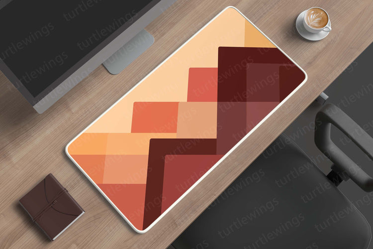 Red Mountains Abstract Deskmat | Bold Geometric Landscape Design