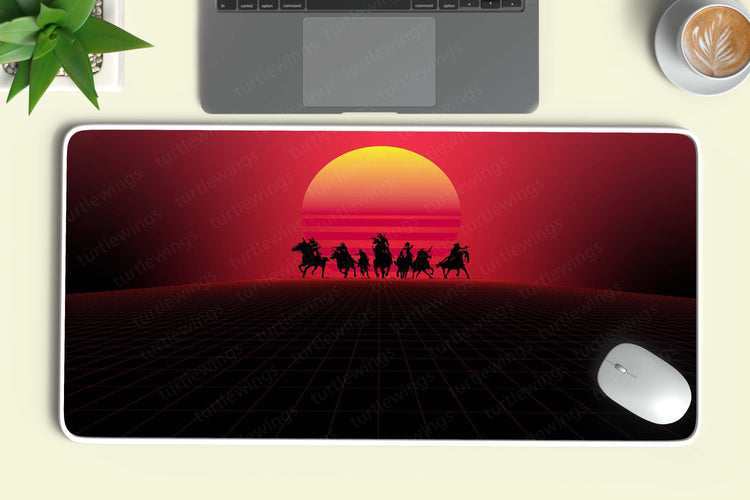 Aesthetic Red Dead Redemption Sunset Minimalist Deskmat – Inspired Western Serenity