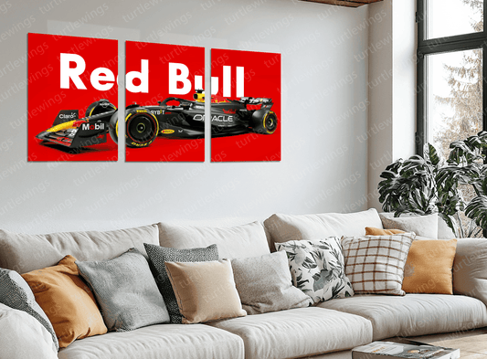 Red Bull F1 Split Metal Poster – Dominance in Speed and Innovation