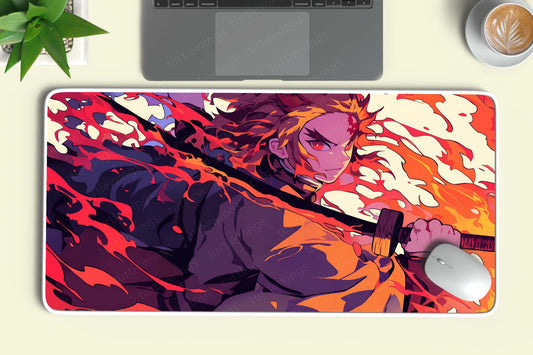 Kyojuro Rengoku Demon Slayer Deskmat | Flame Hashira Art