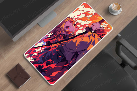 Kyojuro Rengoku Demon Slayer Deskmat | Flame Hashira Art