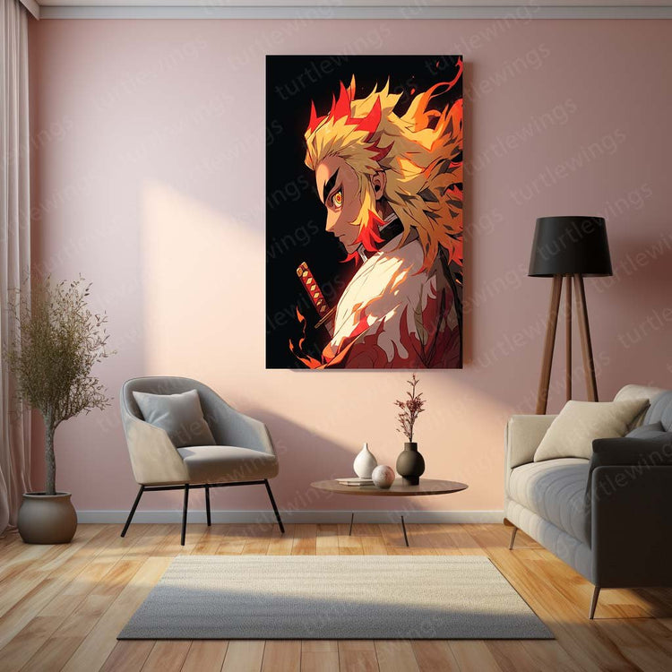 Rengoku thedemon Slayer Fiery Spirit Metal Poster | Turtlewings Art Collection