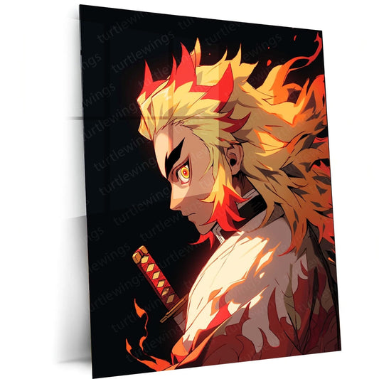 Rengoku thedemon Slayer Fiery Spirit Metal Poster | Turtlewings Art Collection