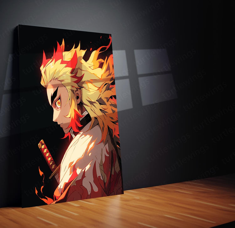 Rengoku thedemon Slayer Fiery Spirit Metal Poster | Turtlewings Art Collection