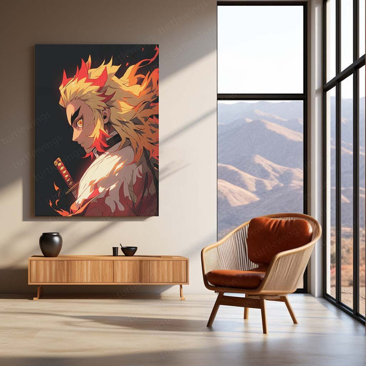 Rengoku thedemon Slayer Fiery Spirit Metal Poster | Turtlewings Art Collection