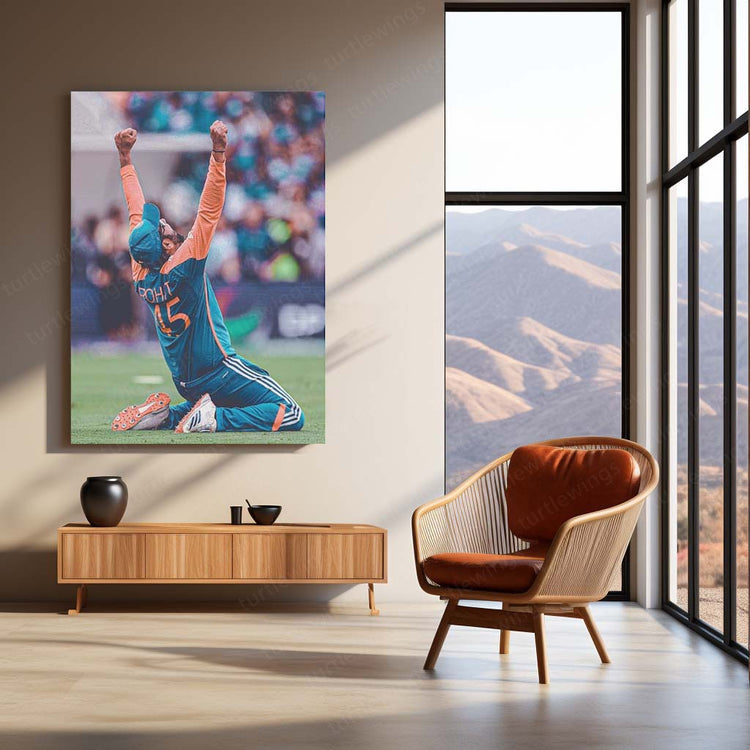 Rohit Sharma Winning Moment of ICC Men’s T20 World Cup 2024 | Champion's Glory Metal Poster | HD Print