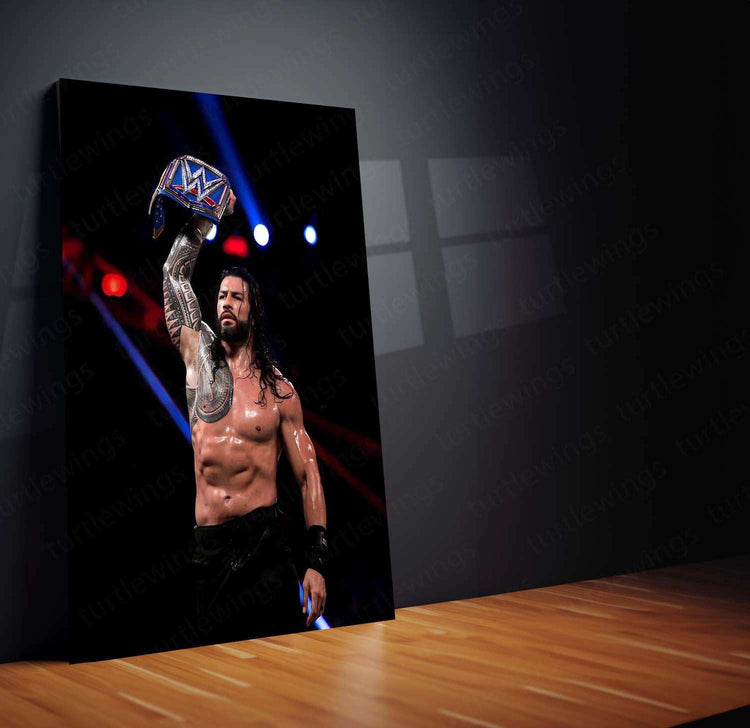 Roman Reigns Metal Poster | WWE Champion Portrait | Tribal Chief Wall Art - TURTLEWINGS 