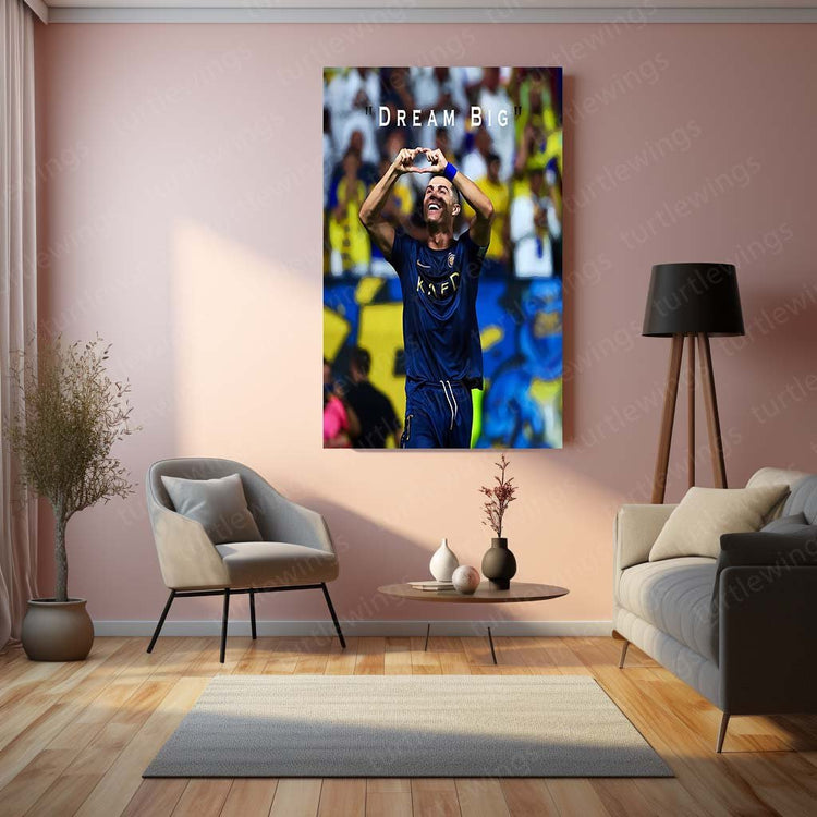 Cristiano Ronaldo 'DREAM' Metal Poster | Inspirational Soccer Star | Turtlewings