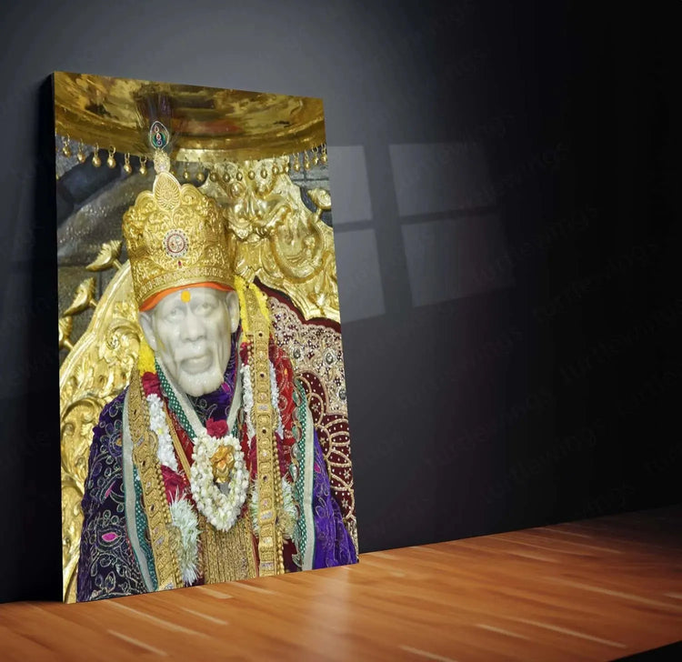 Sai Baba Metal Poster – Divine Blessings & Wisdom - TURTLEWINGS 